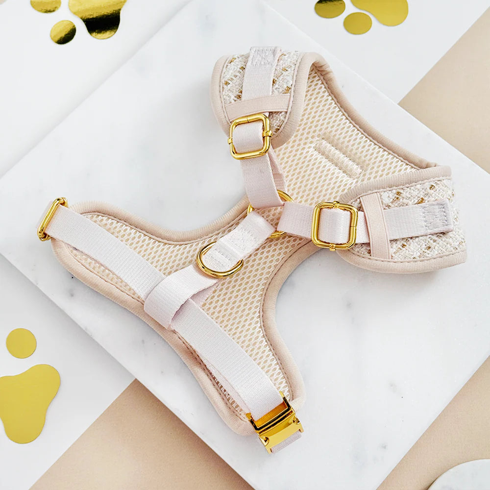 Vanilla Textured Tweed Adjustable Neck HARNESS